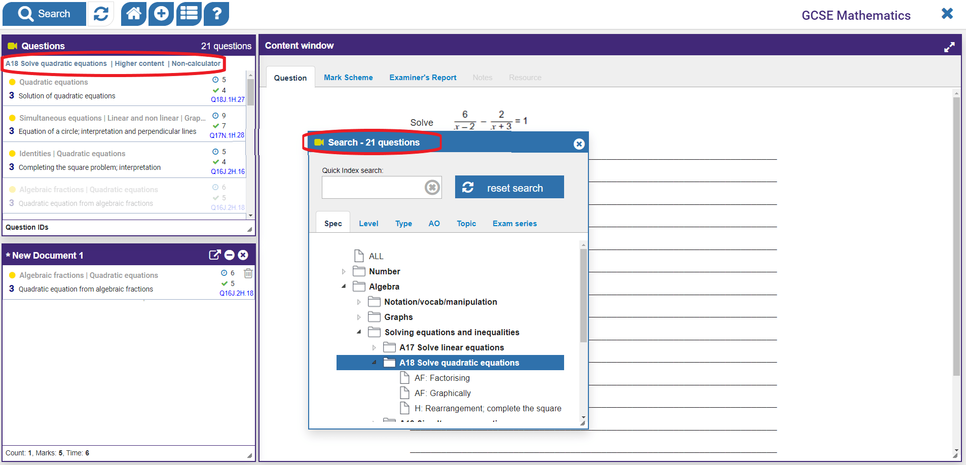 Screenshot of Exampro's interface