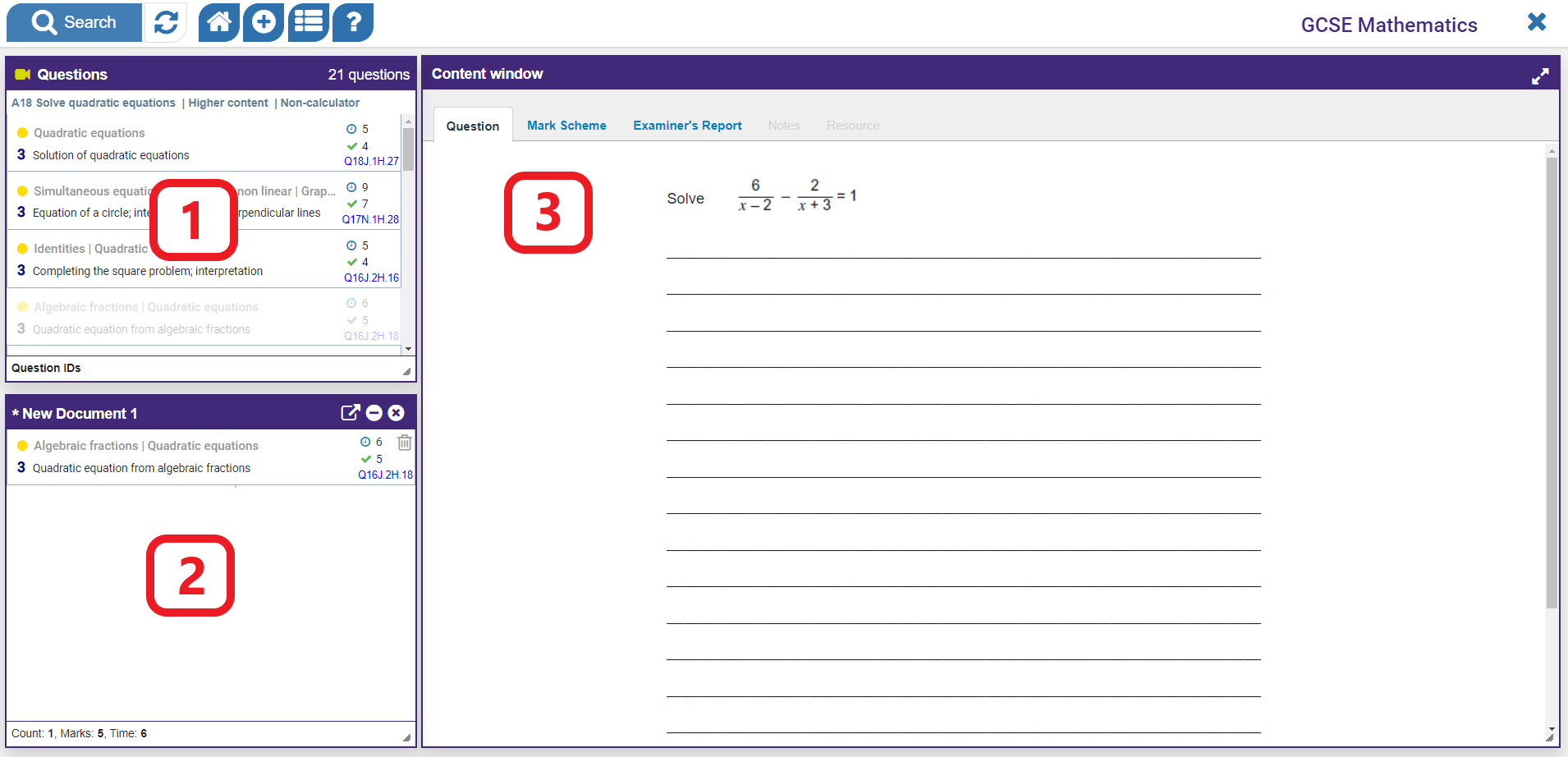 Screenshot of Exampro's interface