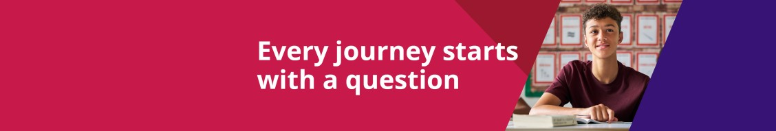 Every journey starts with a question banner